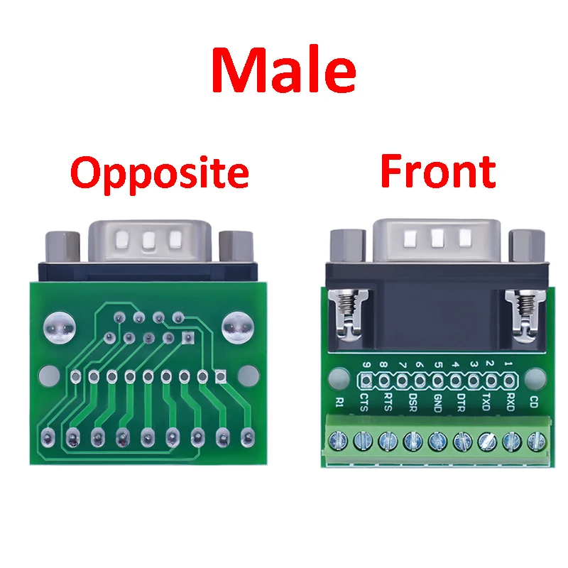 1PCS 9pin Solderless Connectors DB9 RS232 Serial to Terminal Female Male Adapter Connector Breakout Board