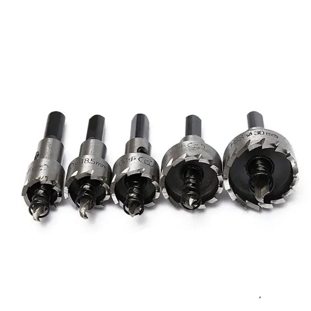 5Pcs Carbide Tip HSS Drill Bit Hole Saw Set Stainless Steel Metal Alloy 16/18.5/20/25/30mm Woodworking Tools