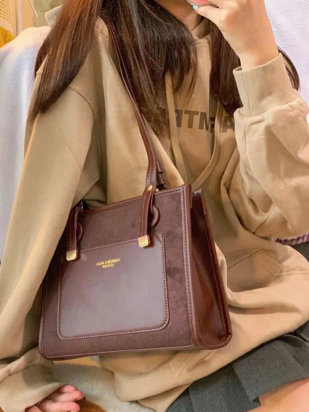 JIAERDI Vintage Square Messenger Bag Women Leather Casual Large Capacity Y2k Handbag Ladies Harajuku Brown Shoulder Tote Bags