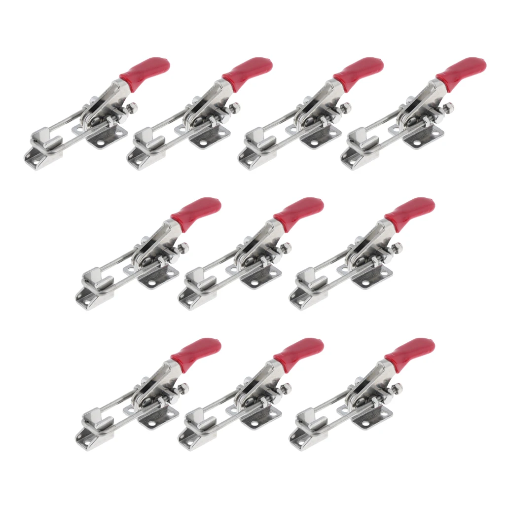 10 Piece Latch Clamps Lock Hasp Quick Release Toggle Clamp Set Stainless Steel for Workshop Use