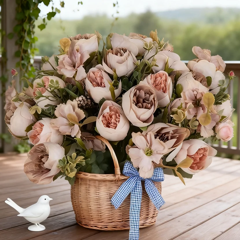 

1PC Silk Artificial Flowers Tea Bud Peony Wreath Wedding Bridal Bouquet Home Room Table Garden Yard Garland Diy Gifts Decoration