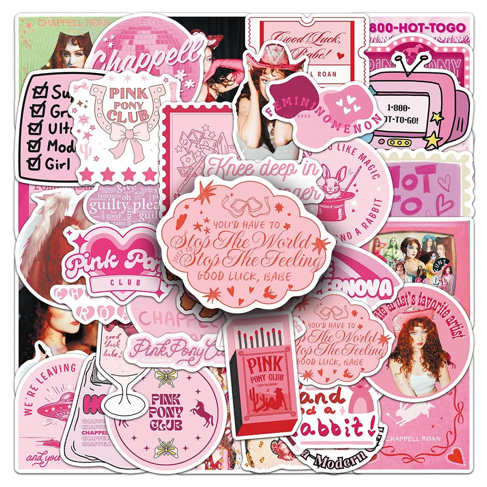 10/30/50pcs Singer Chappell Roan Cartoon Stickers Pink Aesthetic Graffiti Decal DIY Suitcase Helmet Phone PVC Sticker Decoration