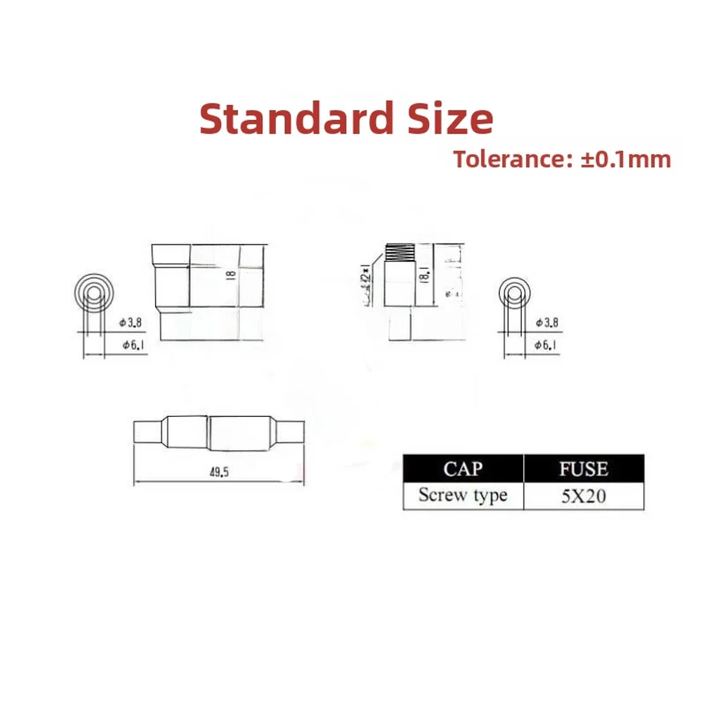 

Упаковка из 1000 держателей для предохранителей 5x20 мм, совместимых с предохранителями 5x20 мм, с винтовым креплением для многократного использования.