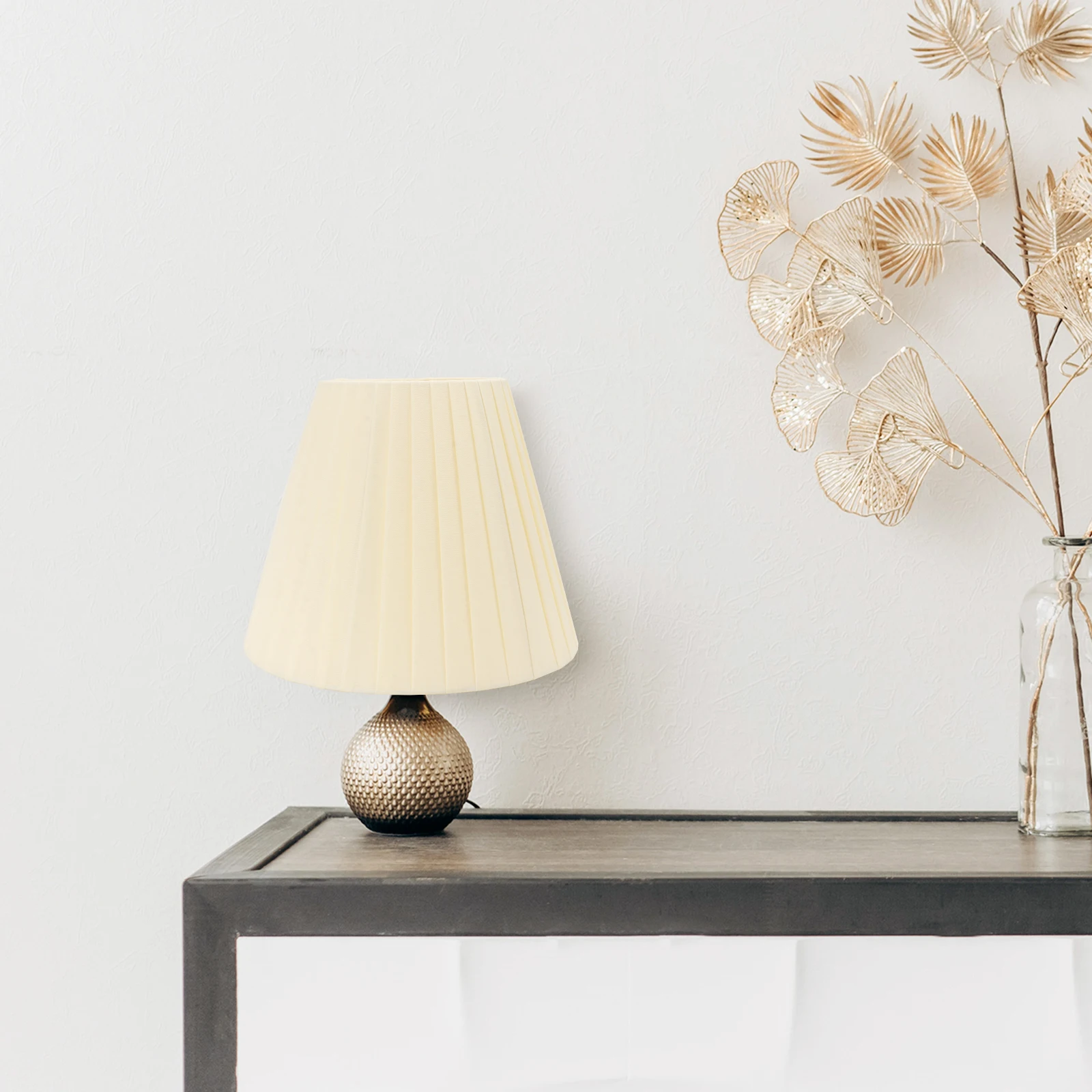 

10 Inch Pleated Lampshade Winding Cloth Cover Table Lamp Accessory DIY Shade Floor Light Warm Yellow Bedroom Living Decorative