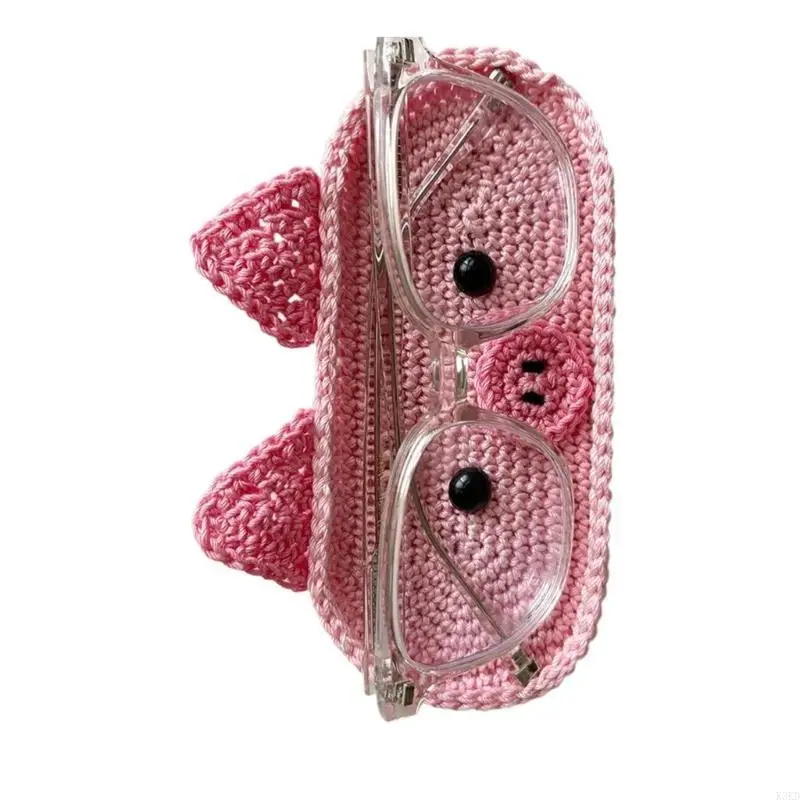 K3KD زخرفية الكروشيه EYEGLASS حامل التخزين الواقي من النمط الحيوانية متعة نمط حيوان