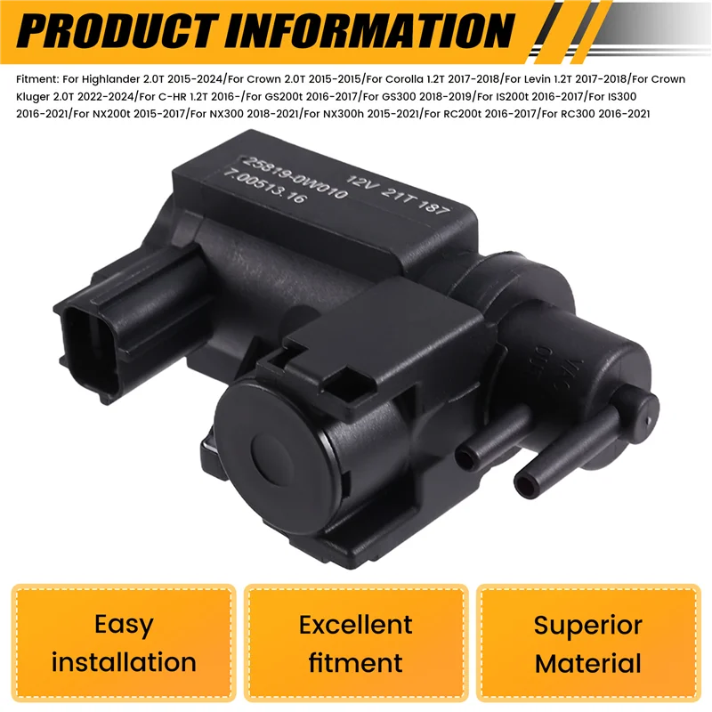 วาล์วโซลินอยด์ระบบเทอร์โบ รถยนต์ 25819-0W010 258190W010 สำหรับรถยนต์โตโยต้า โคโรลล่า คราวน์ เล็กซัส GS300 IS300 NX300 RC300 ปี 2015-2024