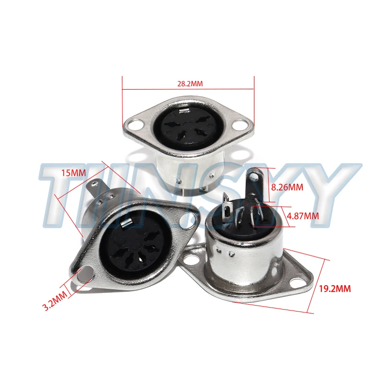 5PCS 3/4/5/6/7/8PIN Panel Mount Female Jack DIN Adapter MIDI Cable Connector