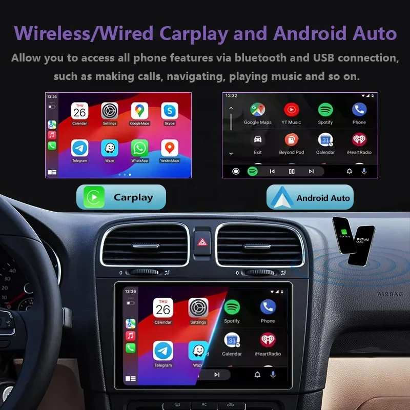 Universal 11 Inch 2K QLED Screen Carplay Android Multimedia GPS Navigation 8581 Wireless Stereo 2Din DSP RGB for Auto Video