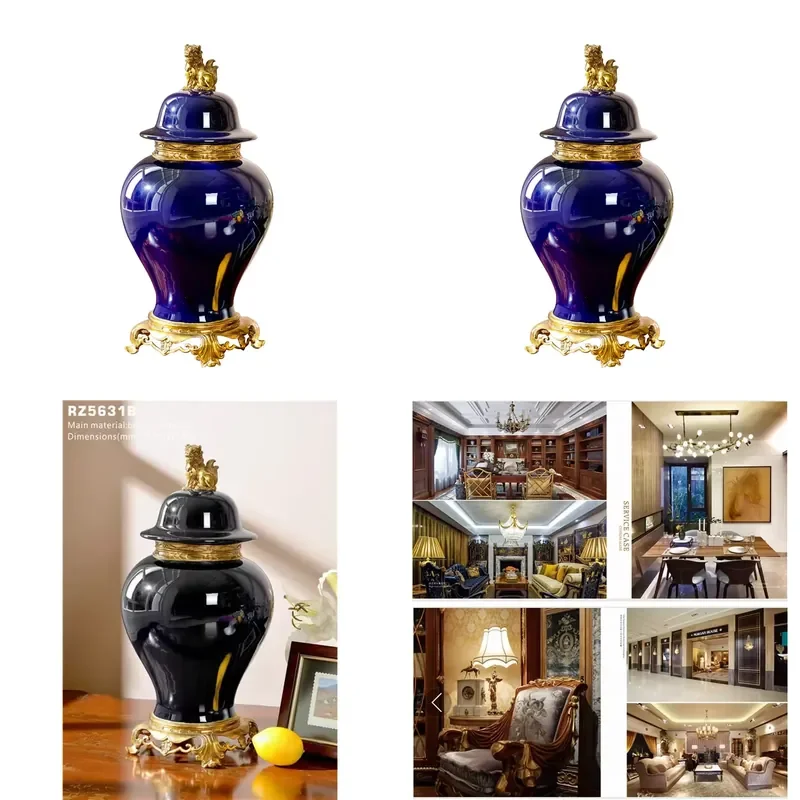 From Direct Manufacturer Produce Fancy Hand Made Antique Honey Ceramic Pot Home Decor Goods for Living Room Brass Ceramic Jar