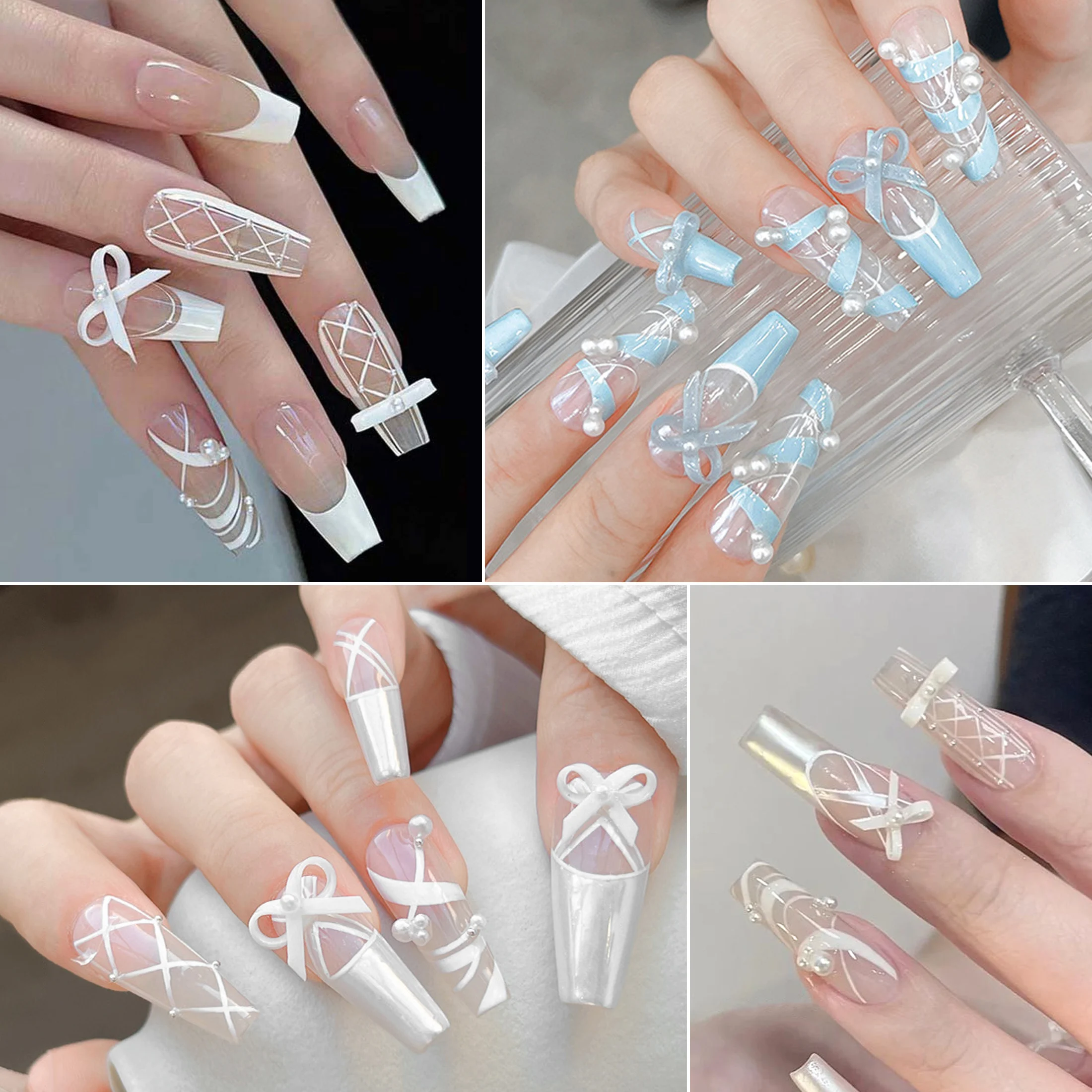 10pcs Bow Nail Charms Bulk Mix Colors 3D Flatback Resin Ribbon Nail Art Decorations Parts DIY Summer Nail Art Accessories