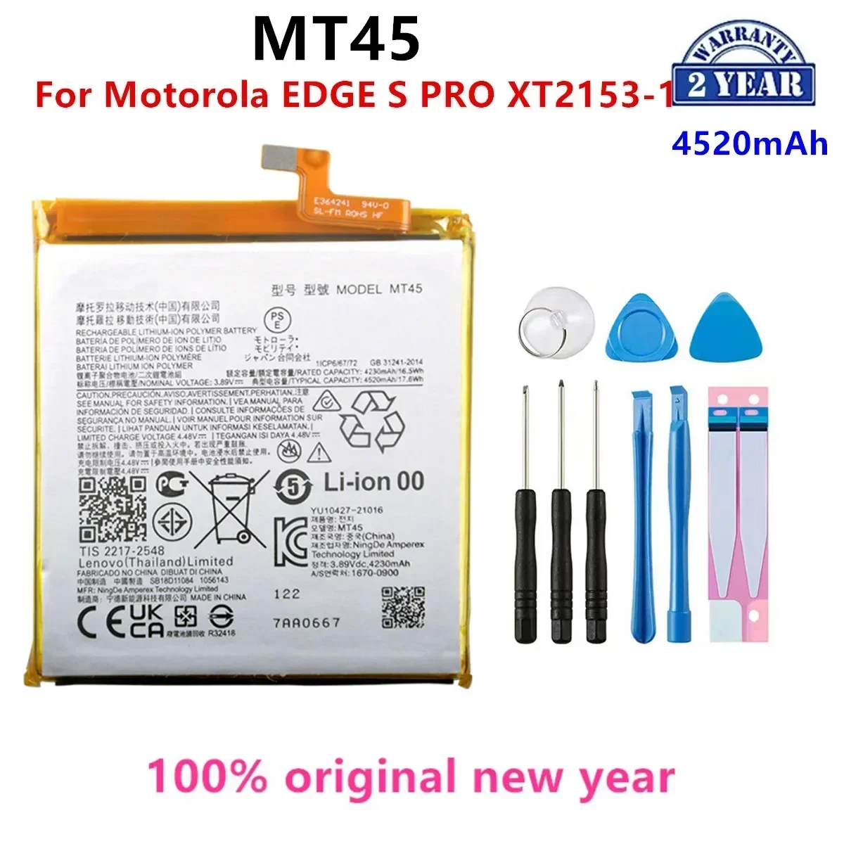 

100% Original MT45 4520mAh Battery For Motorola EDGE S PRO XT2153-1 Phone Batteries+Tools.