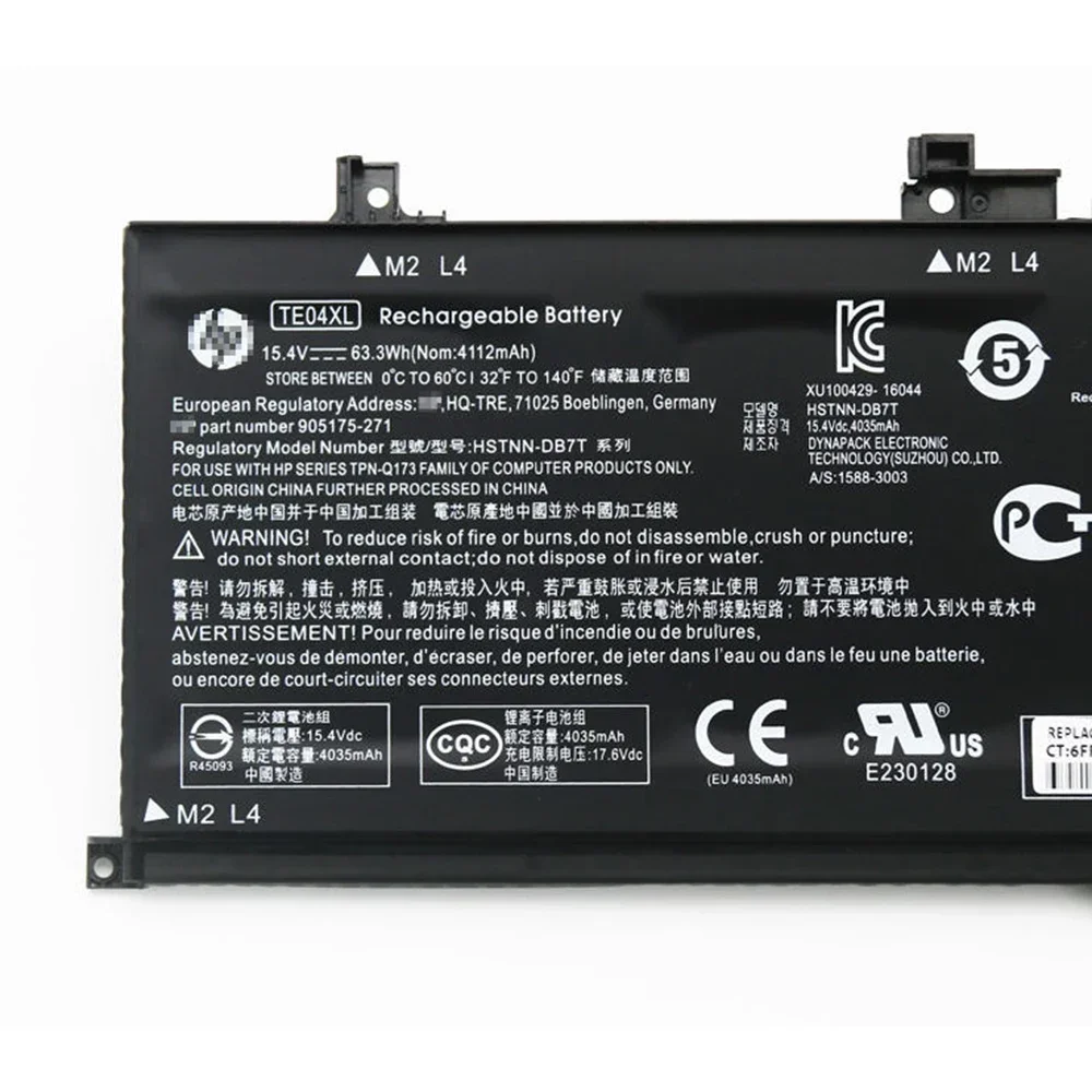 TE04XL 15.4V 63.3Wh Original Laptop Battery for HP Omen 15-AX200 Omen Pavilion 15-BC200NB HSTNN-DB7T 905277-85