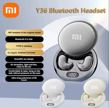 샤오미 Y36 수면 보이지 않는 미니 블루투스 5.3, Ipx5 방수 TWS 무선 이어폰, 마이크 포함, 스포츠 스테레오 헤드셋