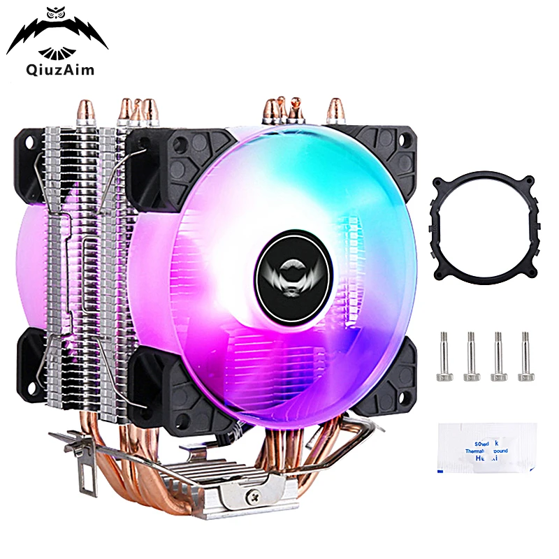 

QiuzAim Computer Processor Cooler 4Pin/PWM PC Air-cooled 4 Heat Pipe CPU Cooling Fan Installing LGA2011 x79 x99 2066 AM4 AM5 AM3