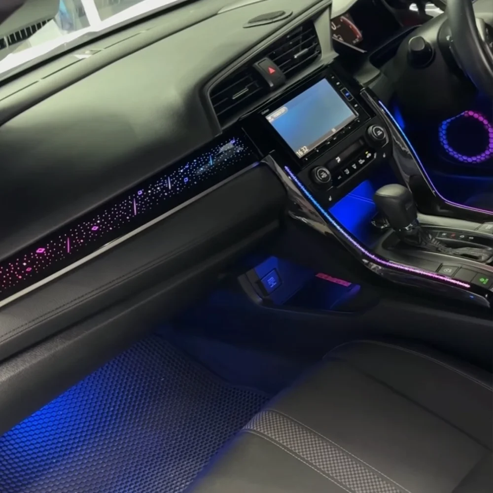 Upgrade and modify LED Car Inner Ambient Light For Honda Civic 2016-2021 Dynamic Magic Color Ambient Lamp OEM Size  Rainbow Kit