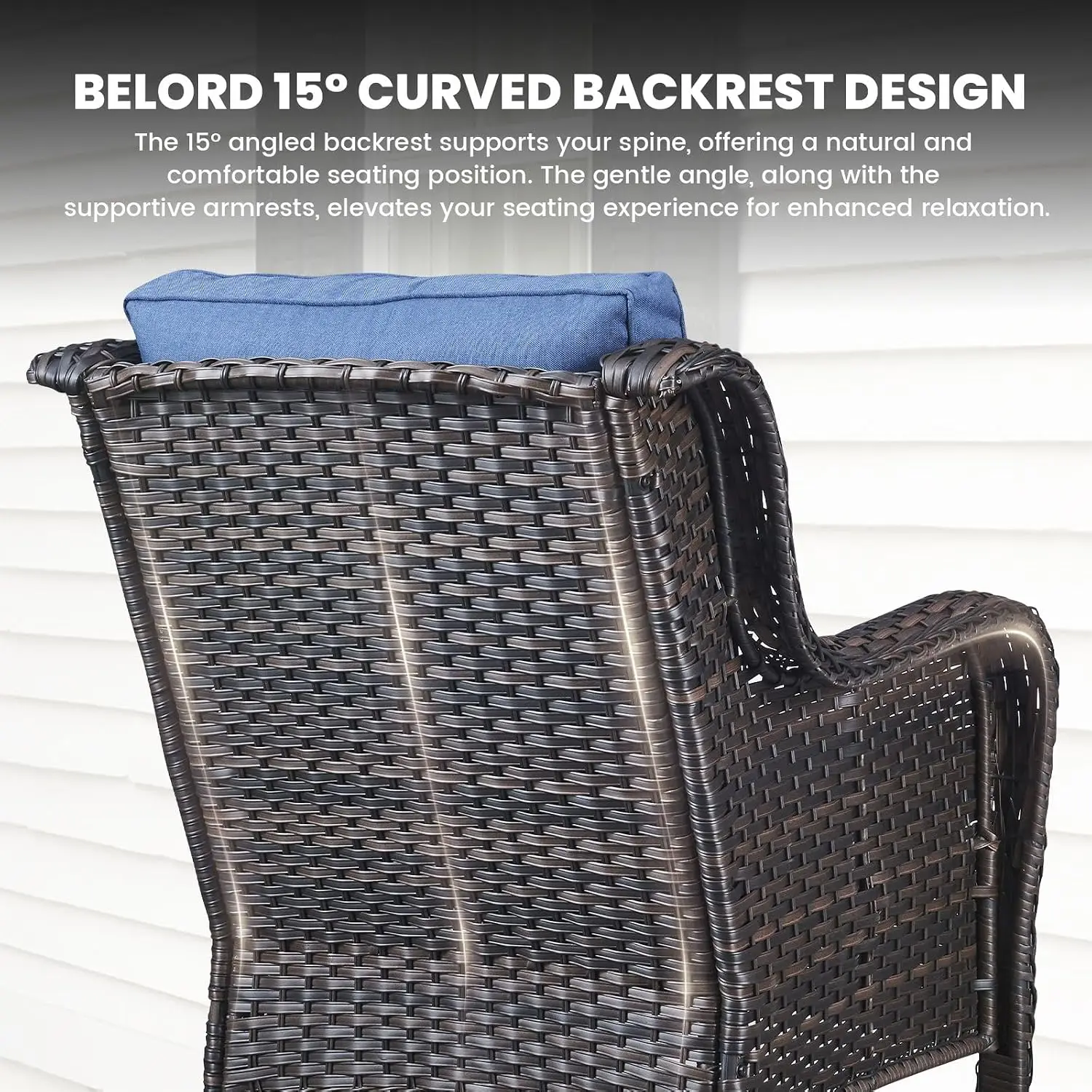 Outdoor Wicker Bistro Set 3-Piece Deep Seating Patio Chair & Side Table, Customized