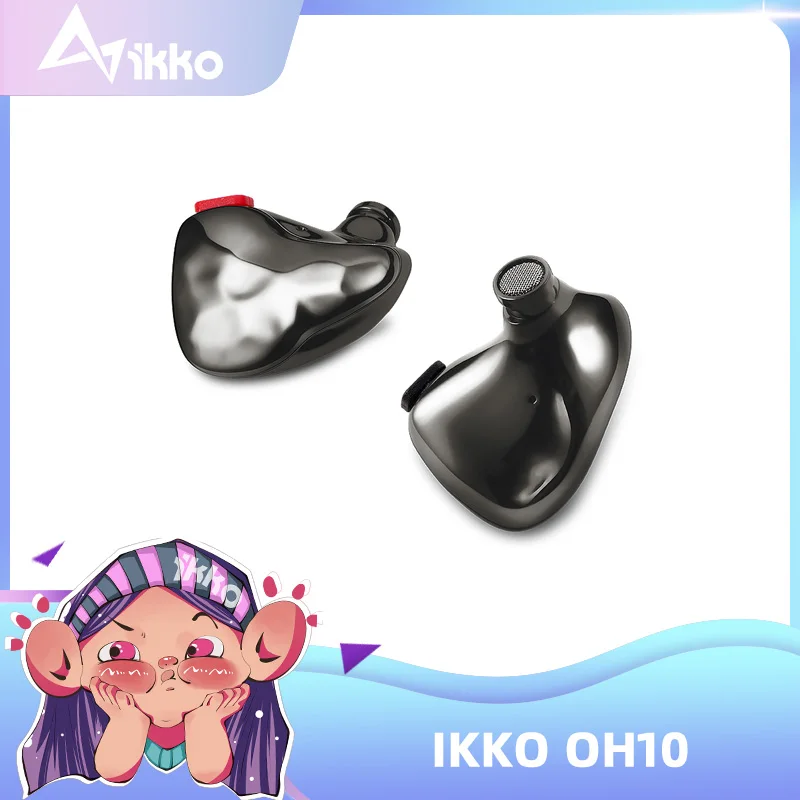 IKKO Obsidian OH10 유선 이어폰 HIFI 음악 헤드폰 10mm 다이나믹 드라이브 헤드셋 인 이어 모니터, 1BA + 1DD 듀얼 하이브리드 이어 버드