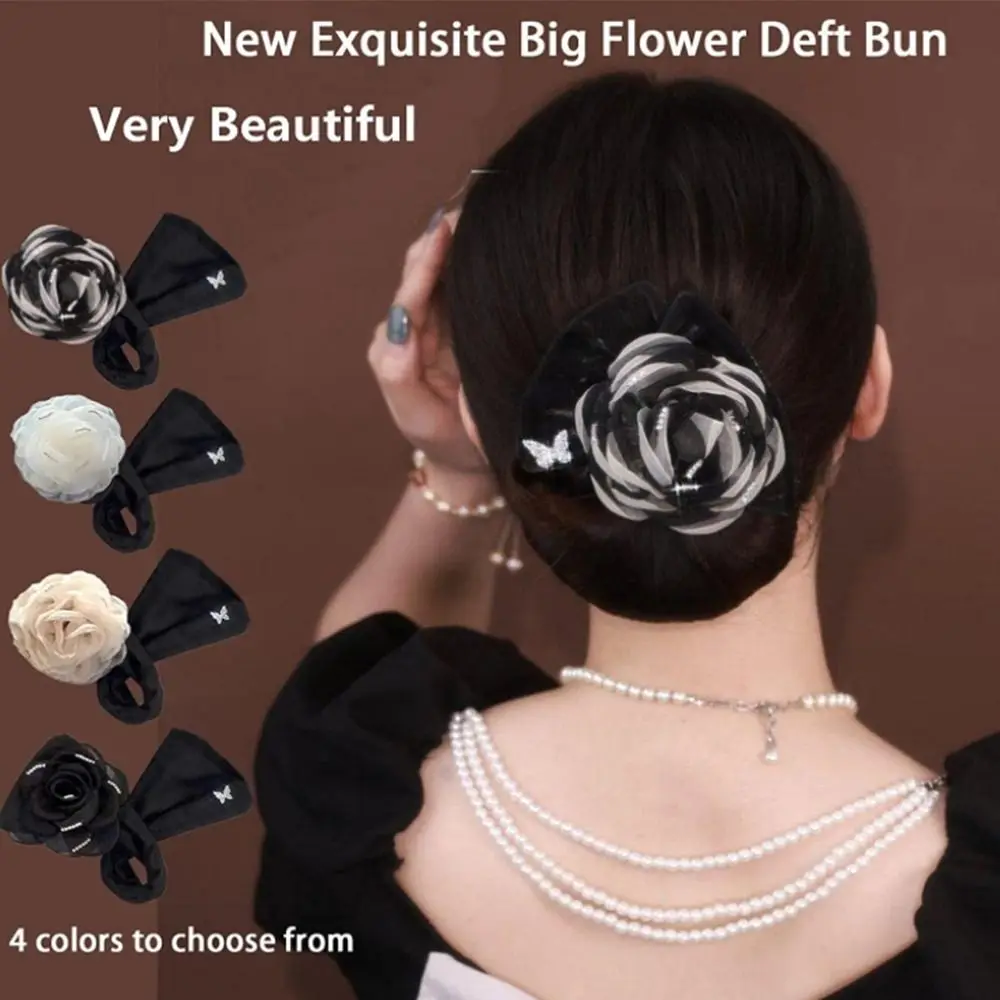 Elegant Cloth Hair Bun Maker Flexible Non-slip Flower Hair Clip Hair Styling Tool Lazy Hair Curler Women Girls