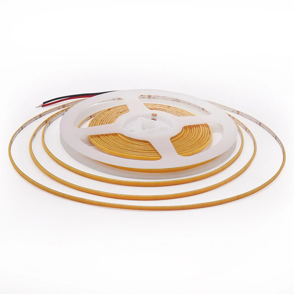 3mm Ultra narrow COB LED Strip Lights 5V 12V 24V 400leds RA90 Flexible LED Tape for Room Closet DIY Car Decor Amber Orange 1800K