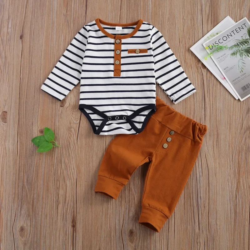 Pant Sets Baby Boy Clothes Autumn Infant Top and Bottom Sets for Children Stripe Long Sleeve Baby Groups Clothing Newborn