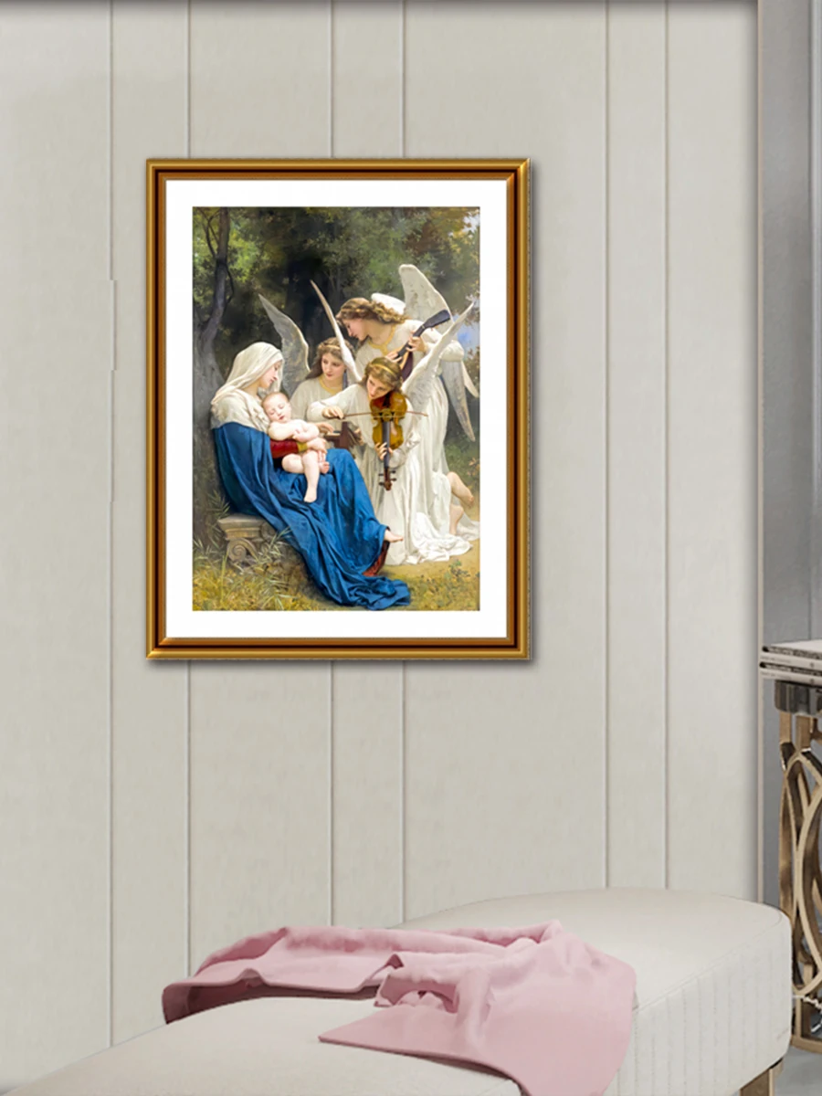 A Classic Religious Scene, Madonna Holding Baby and Angel Cross-Stitch Material Package DIY Hand Embroider Kit, Printed Embroider view 2