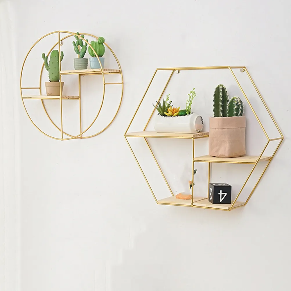 

Nordic Minimalist Round Double-Layer Wall Hanging Storage Rack for Home Kitchen Balcony Cafe Hotel Garden Nursery Decor Iron
