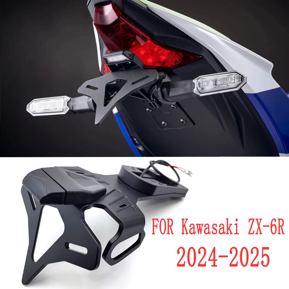 

For KAWASAKI NINJA ZX-6R ZX 6R 2024-2025 Motorcycle Rear License Plate Mount Holder and Turn Signal Light