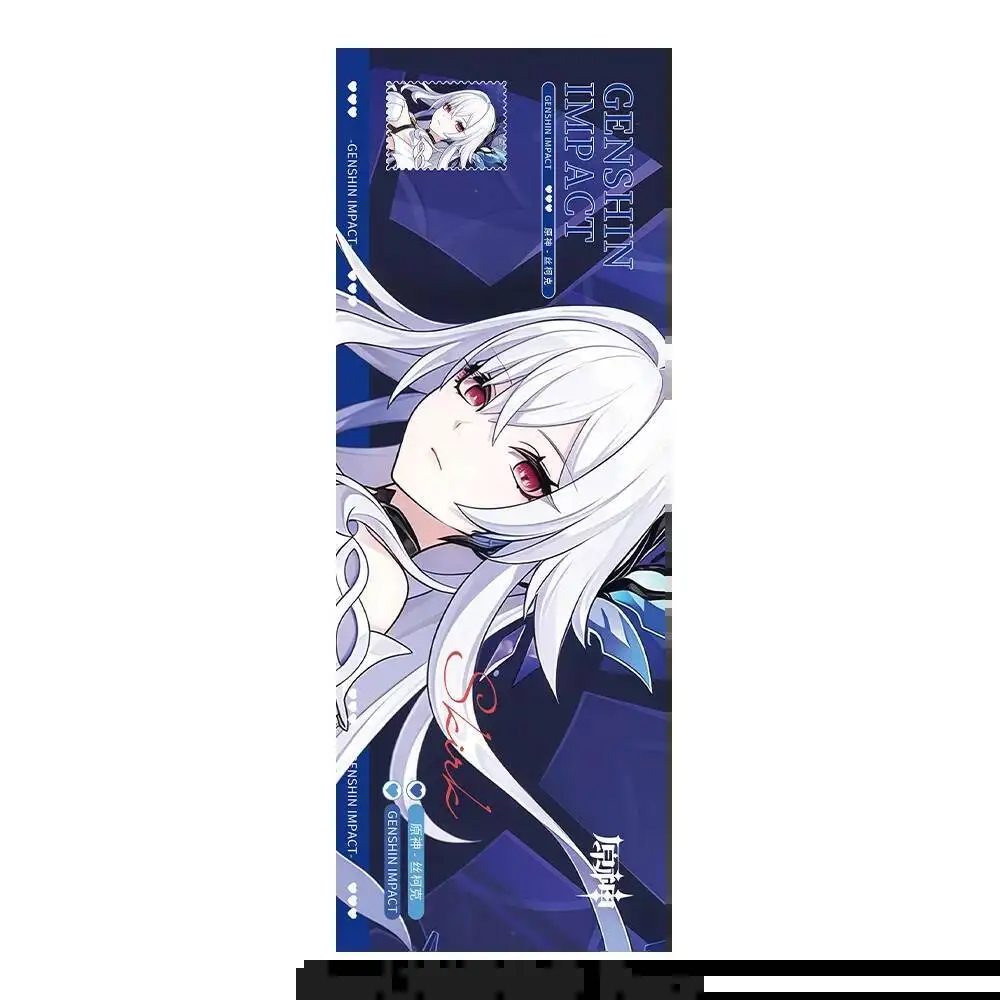 Permainan Anime Genshin Impact Skirk Tiket Laser Tokoh Anime Pembatas Buku Kartu Berdiri Akrilik Kartu Pos Lencana Gantungan Kunci Polaroid