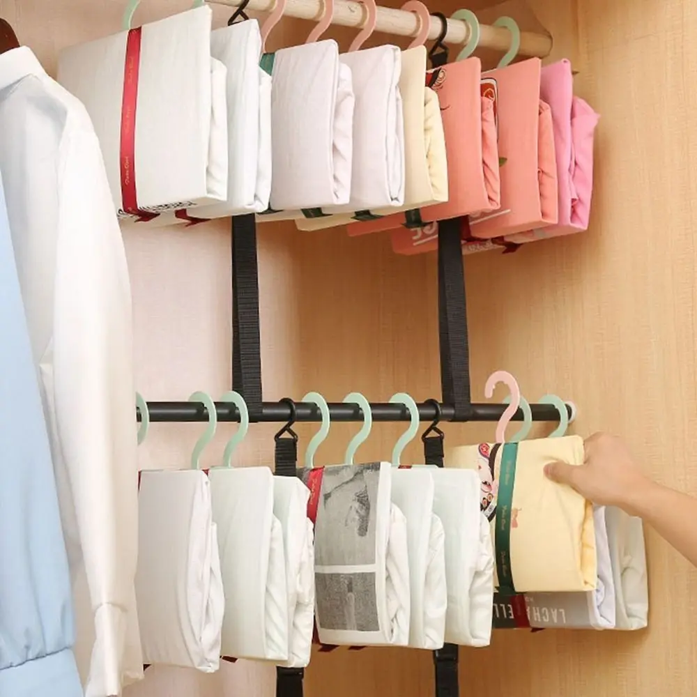 5Pcs Plastic T-Shirt Folding Board Anti-slip with Hook Cloth Storage Display Shelf Space-saving Pants Coat Hanger Cloth