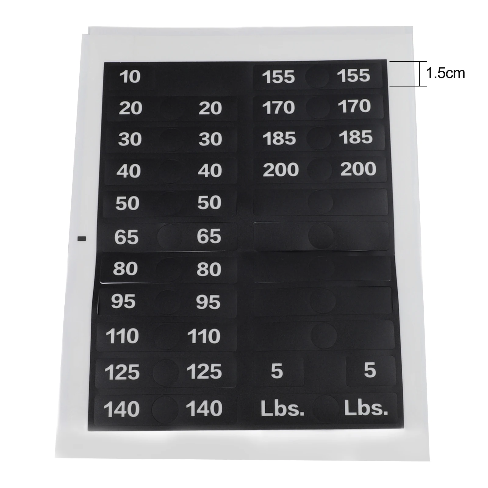 Fitness Equipment Weight Stickers Numbered 5 - 140 lbs Gym Weight Stack Labels with Clear Marking and Easy Removal