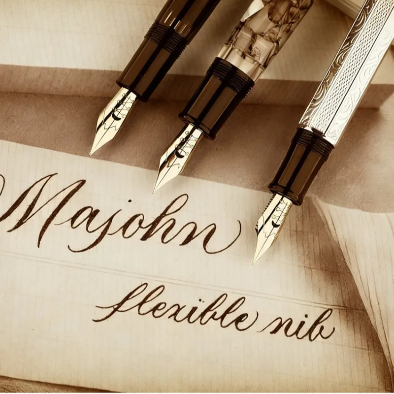 New MAJOHN 139 P138 P136 Flex Nib Fountain Pen Classic Style Super Soft Nib Professional Calligraphy Office Use Stationery