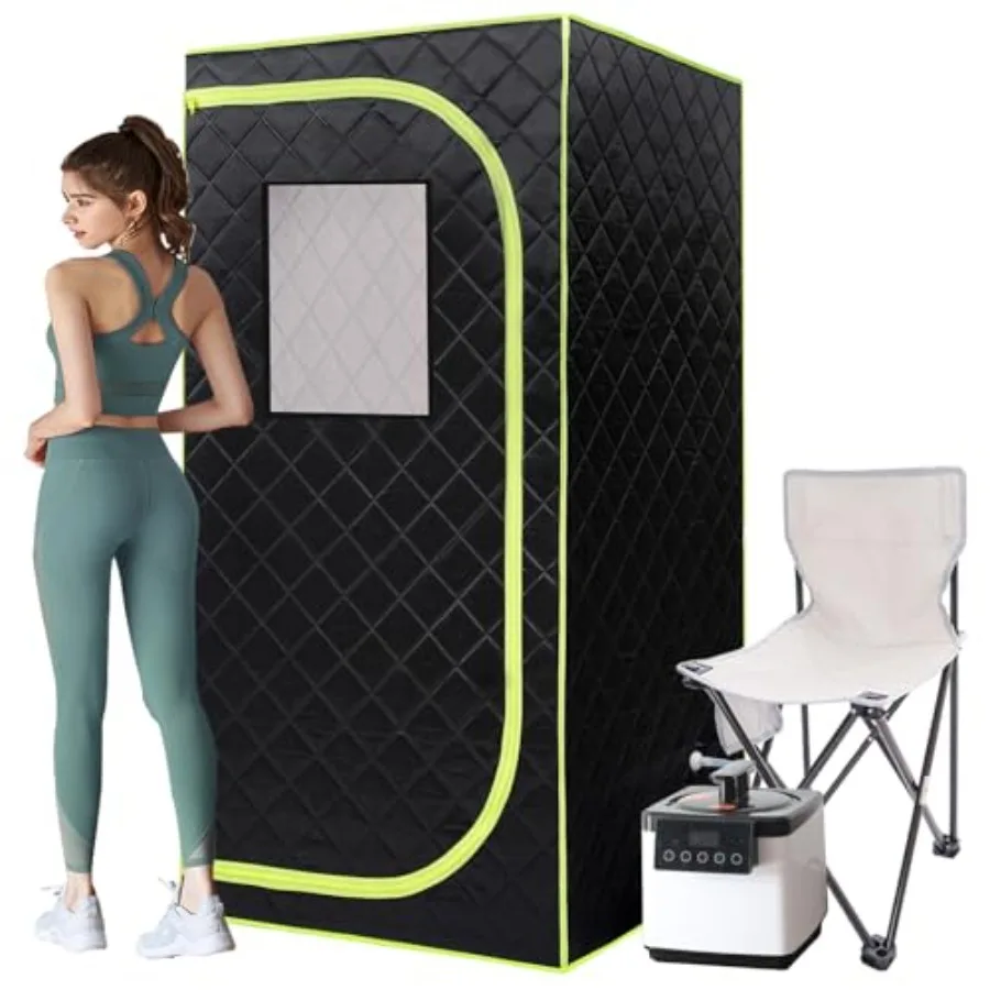 

Портативная паровая сауна для дома с парогенератором 2,6 л 1000 Вт, 15 режимов, складное кресло, увеличенный размер 80 x 80 x 175 см, черная, Li