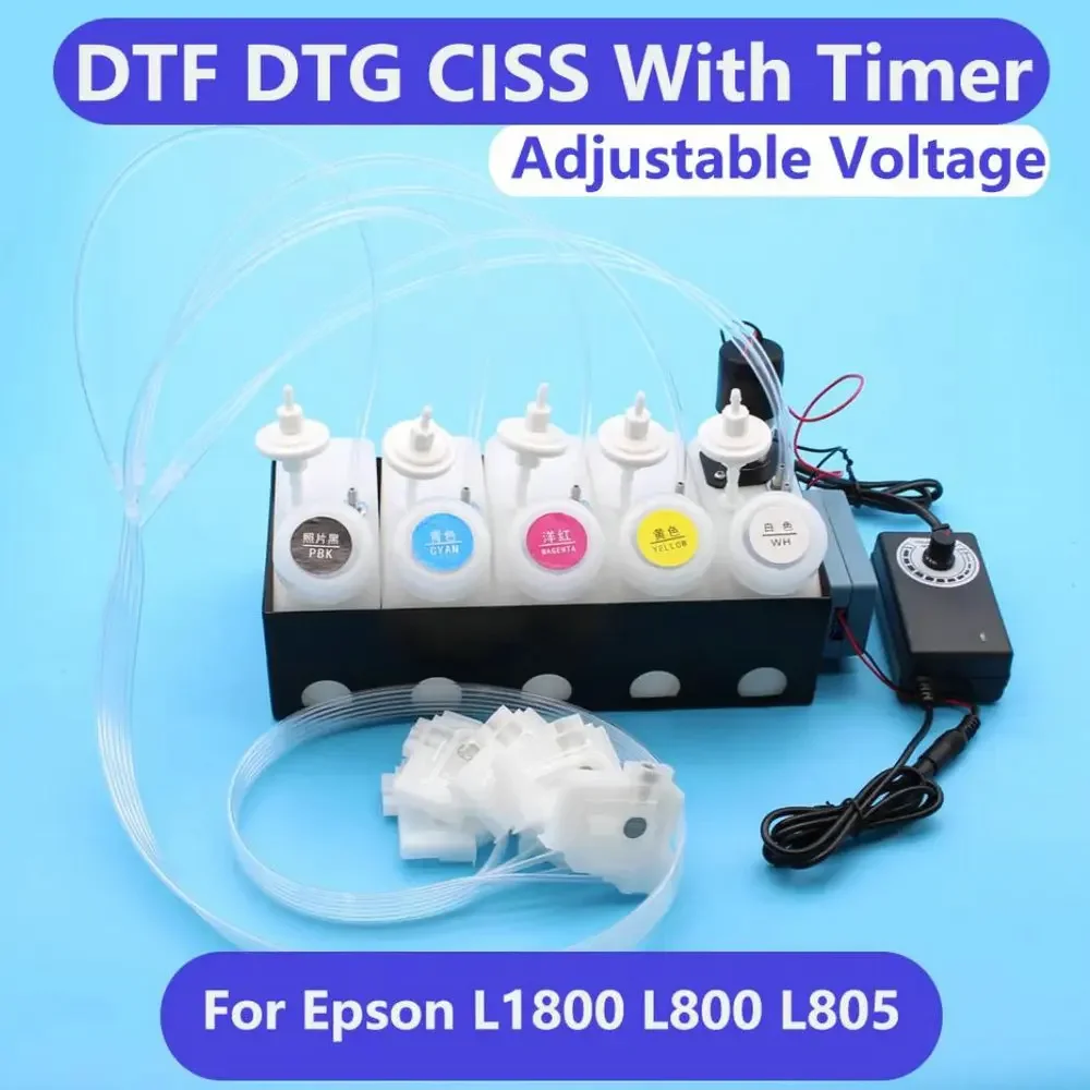 

Printer Ciss Tank With Mixer Timer Stirrer For Epson L1800 L800 L805 Continuous Refill Tank White Ink Tank DTF Printing Ciss Kit