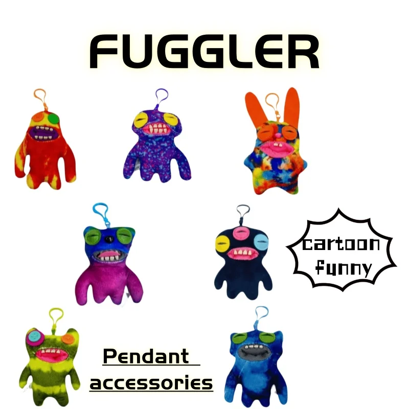FUGGLER Anime Cartoon Teeth Cute Monster Plush Toy Funky Tooth Creature Creative Weird Ugly Cute Plush Doll Bag Charm Accessory