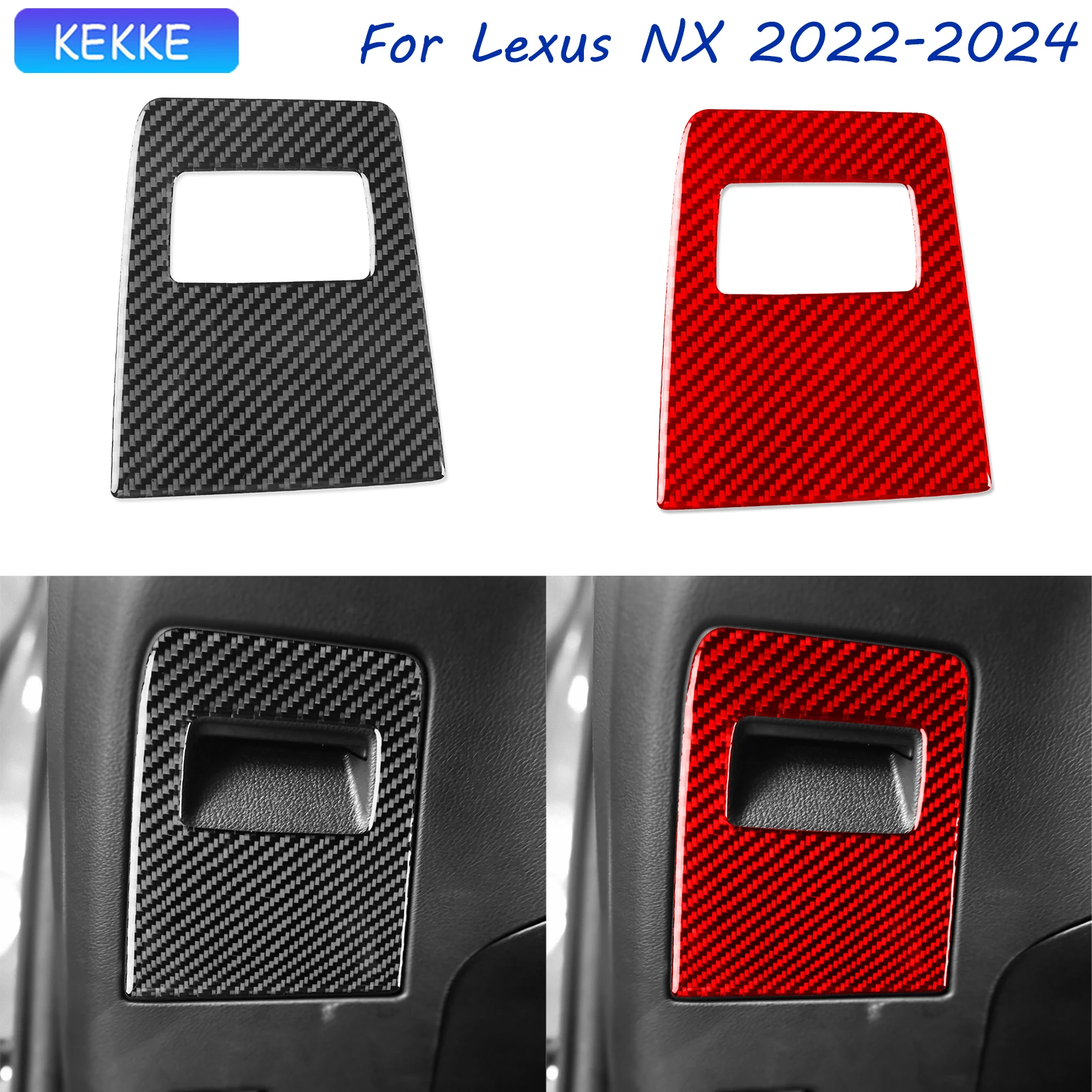 

For Lexus NX Accessories 2022-2024 Real Carbon Fiber Driver's Storage Box Trim Tuning Cover Stickers Auto Decorative Piano Black