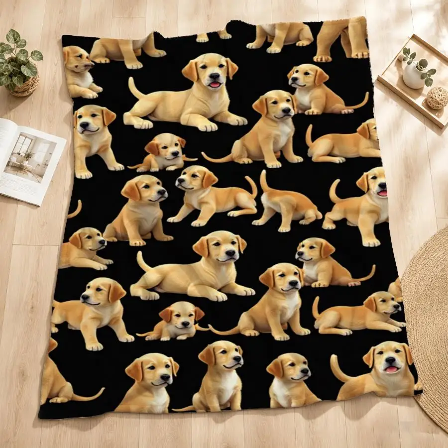 Cozy Golden Retriever Puppy Weighted Blanket - Soft Flannel Throw Suitable for Bed, Couch & Travel, Machine Washable Warm Bedspread with Repeating Dog Design, Gift for &, - Use for or Decor