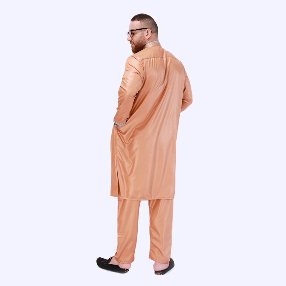 Ropa islámica tradicional Eid Jubba Thobe, Abaya árabe, caftán musulmán, conjuntos de batas, traje de estilo Retro nacional de moda para hombres,