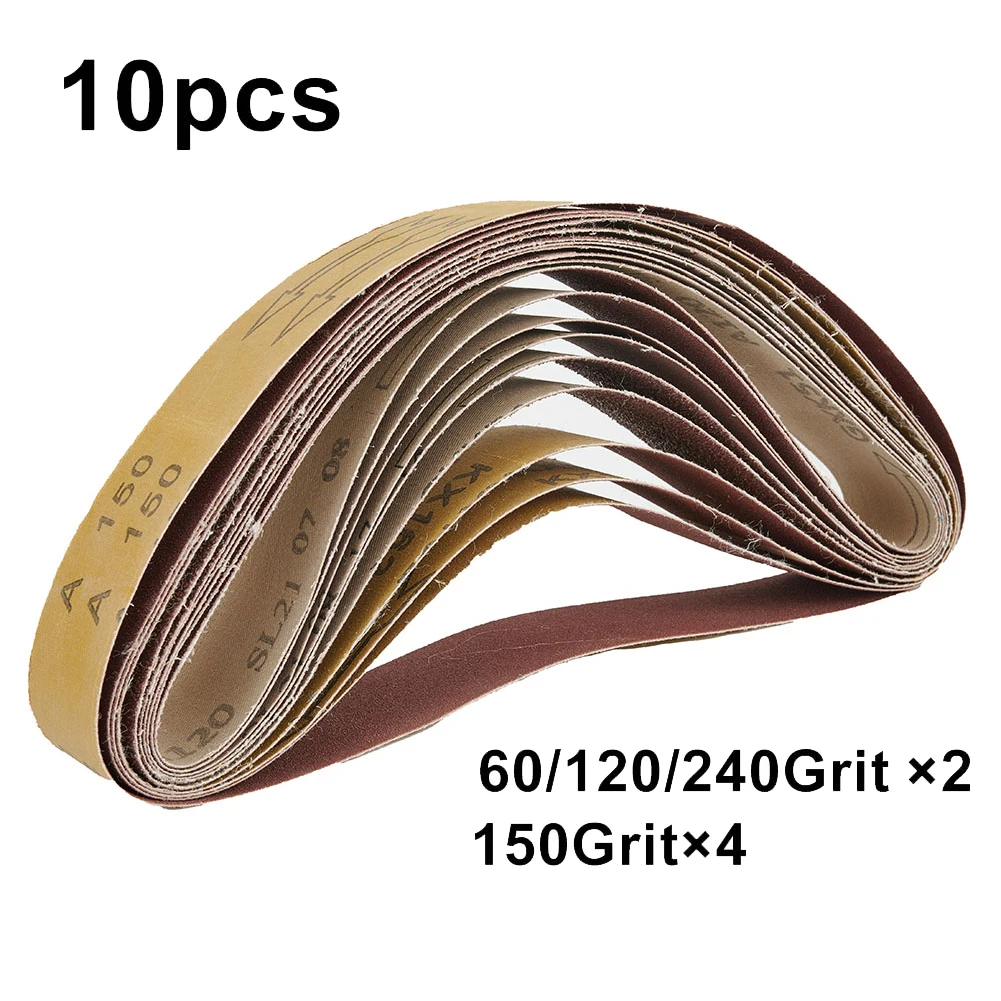 10Pcs 60/120/150/240 Grit 40mm X 680mm Sanding Belts Set For Grinding Machine Aluminum Oxide Widening The Angle Grinder Belt