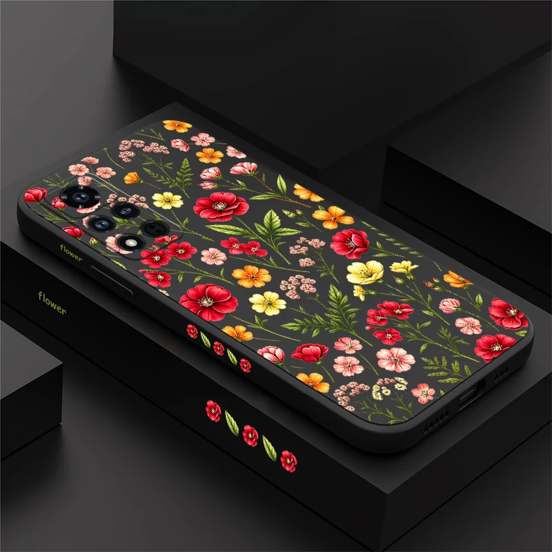 Floral Pattern Phone Case For Honor 600 Pro 400 70 Lite 500 200 90 Smart 50 SE 20 9C 9X Pro Silicon Soft Lens Protect Cases Capa