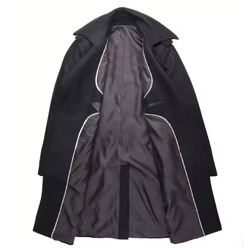 Winter German military retro woolen coat men's mid length jacket
