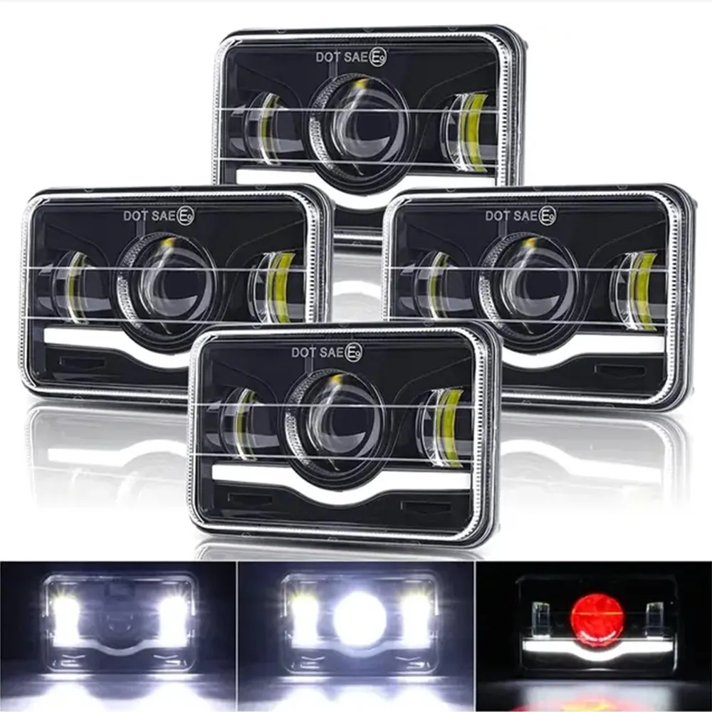 4x6 Inch LED Headlight DRL H4651 H4652 H4656 H4666 H6545 Headlamp for Peterbilt Kenworth Ford Turcks Honda Suzuki DRZ Motorcycle