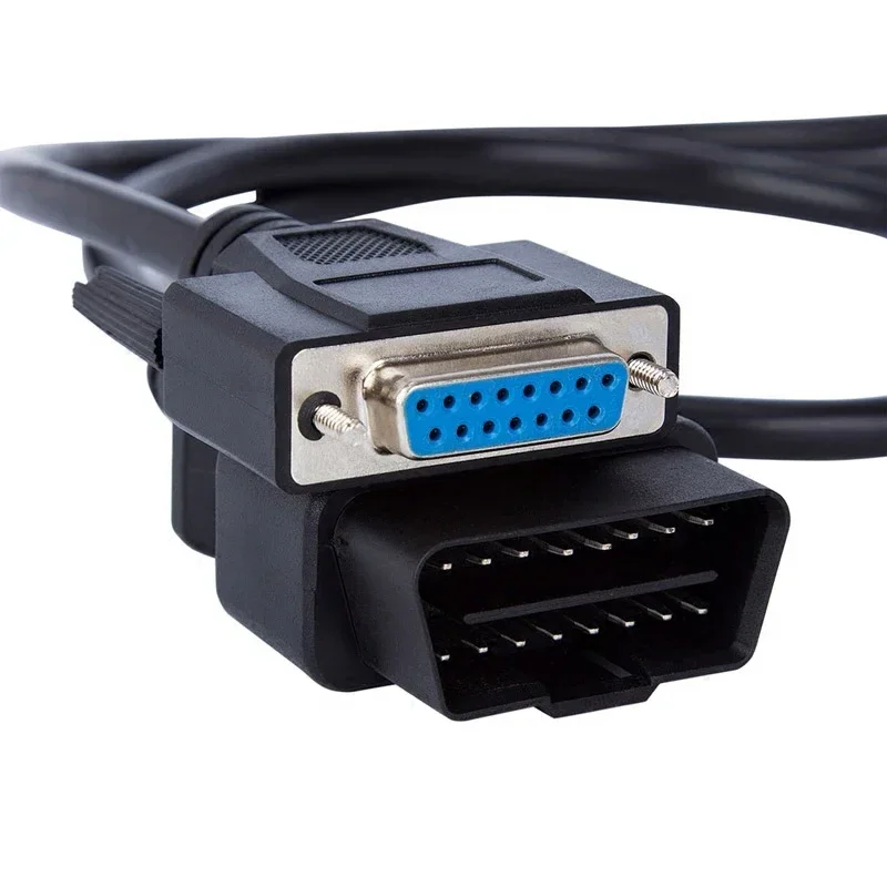 150CM OBD2 16Pin To DB15Pin Adapter Car Extension Cable Male DP 15PIN Cable OBD To DB15 Pin Female Interface 16 Pin Connection