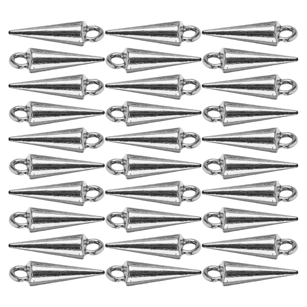 

30 Pcs Necklace Pendant Accessories Stainless Steel Cone Charm Spike Charms Beads Beading Gothic Tassel Pendants