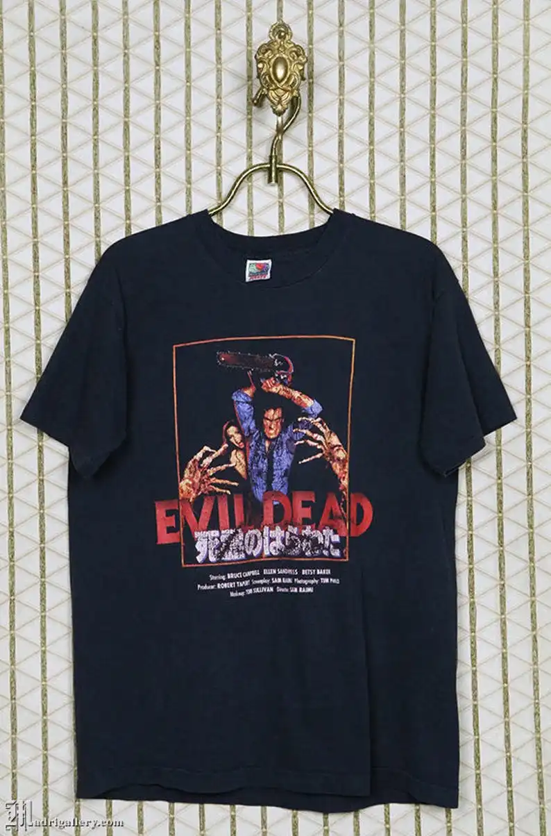 Evil Dead shirt, vintage Japanese T-shirt, faded black tee, zombie horror movie, Sam Raimi, Bruce Campbell, Army of Darkness