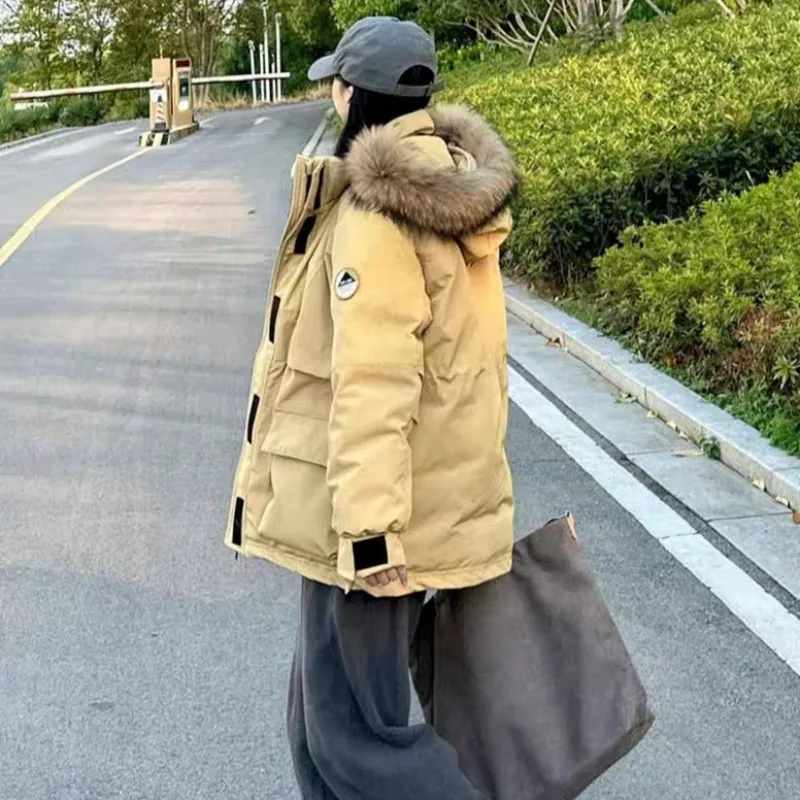 

Fashion Hooded Down Jacket for Women Medium To Long 2025 New Winter Loose Casual Thick Workwear Coat Female Clothing