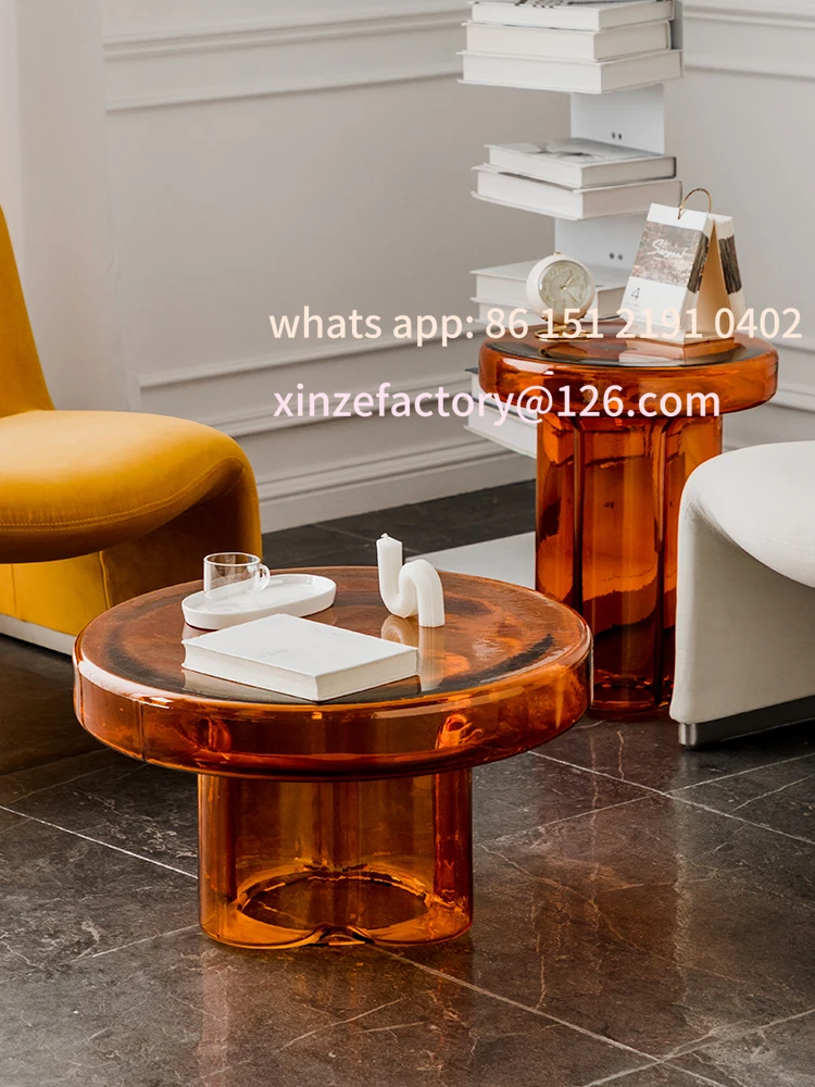 

Customizable Small Coffee Table Minimalist Living Room Home Glass Edge Small Round Table Simple Creative