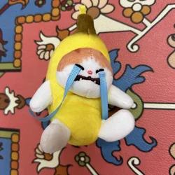 Fashion Banana Cat Voice Keychain Banana Bag Pendant Cat Doll Funny Banana Key Chain Plush Toys Gift with Cry Sound Creative