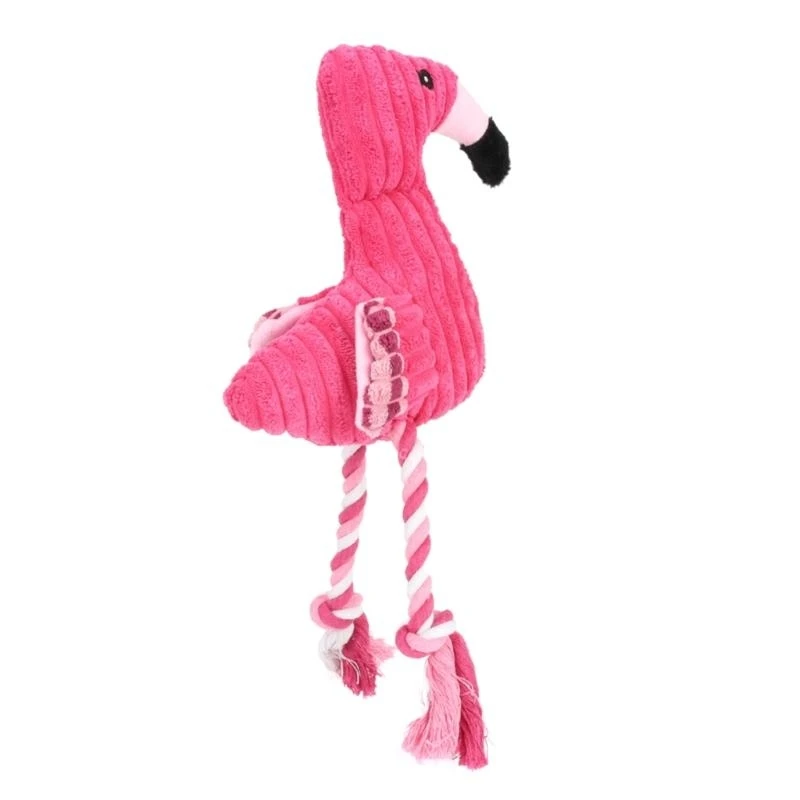 Flamingo Plush Small Large Dogs Squeak Toy Cotton Rope Resistant Puppy