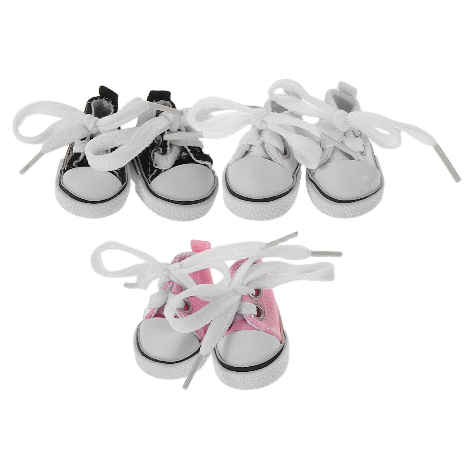 

3Pairs 17cm Mini Shoes Decor Realistic Design Versatile Colors Easy Fastenings Reliable Cloth Material Dollhouse Costume