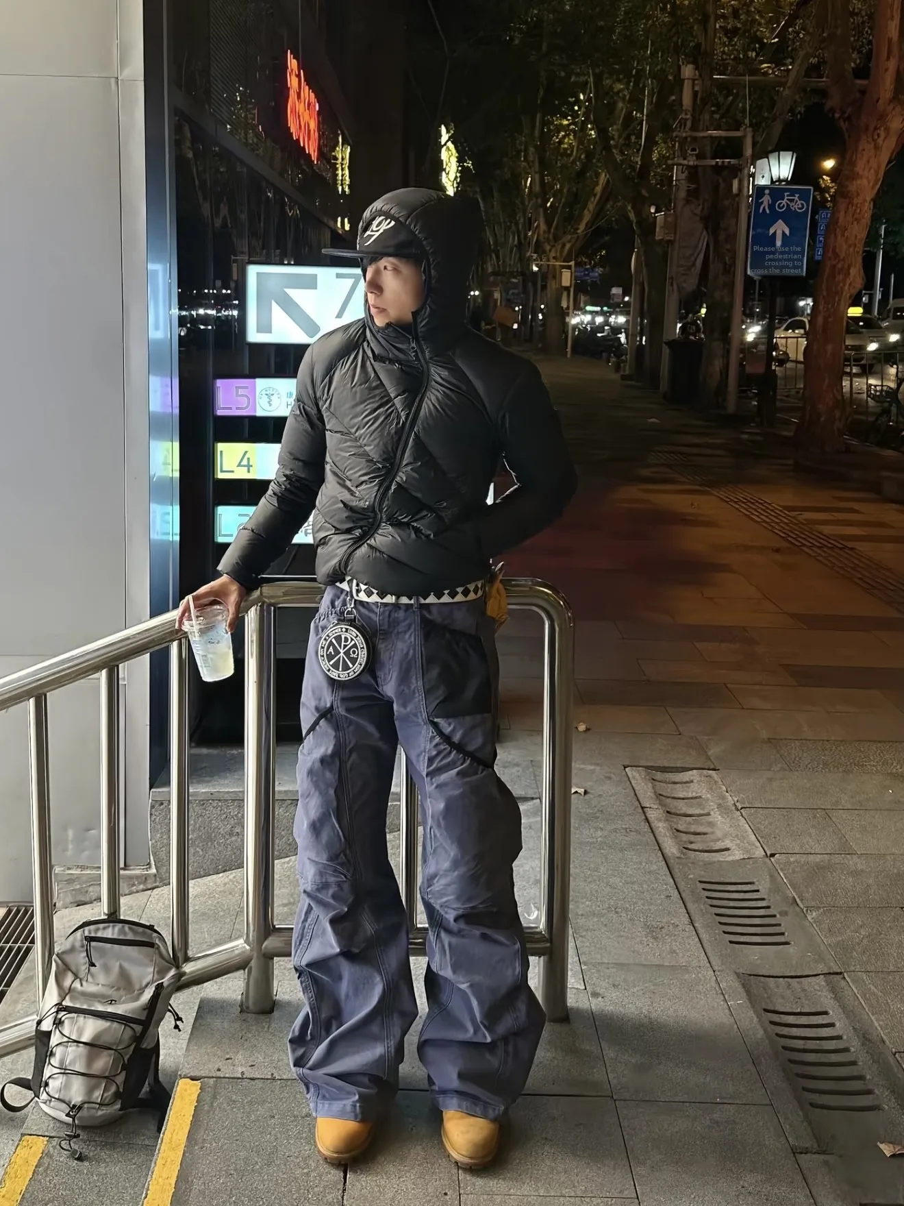 

Retro American Vintage Waed Cross Multi-ket Knife Work Pants Men Design Versatile Wide Leg Casual Straight Leg Trousers